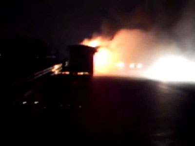 На Киевском шоссе сгорела маршрутка (фото, видео)