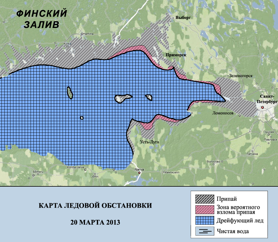 Карта финского залива с глубинами