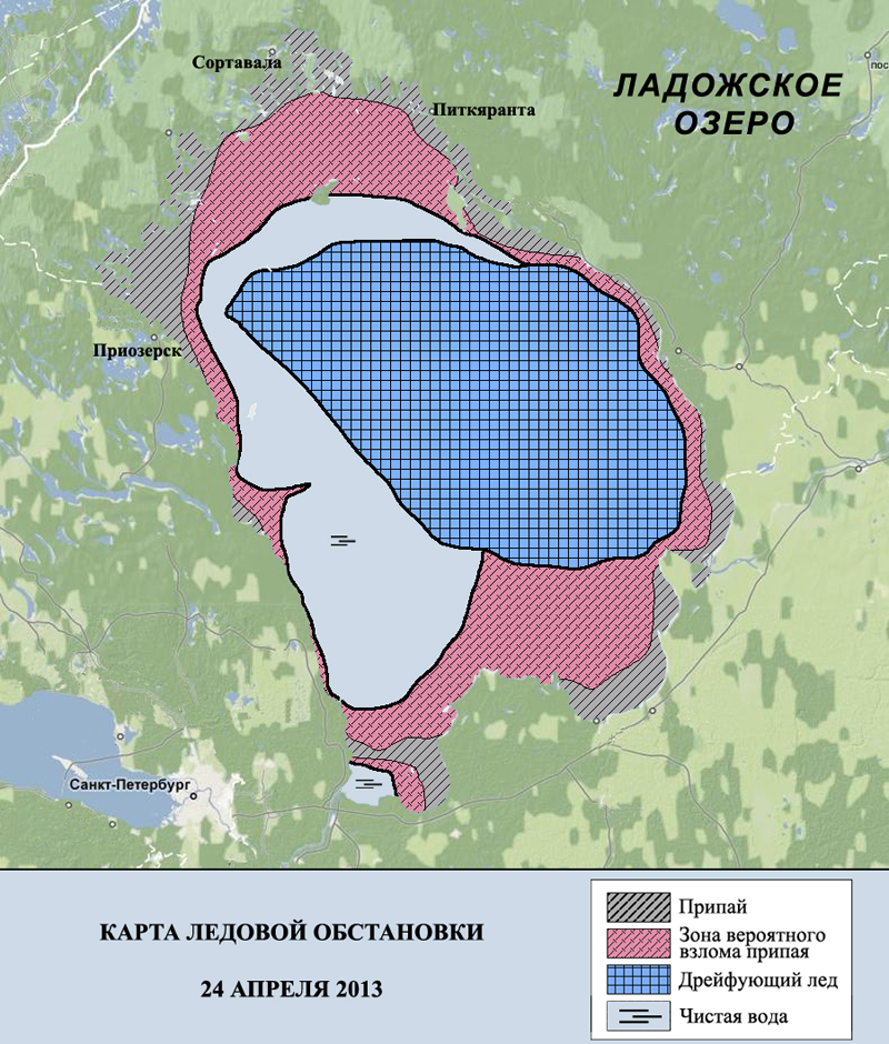 Карта ледовой обстановки ладожского озера
