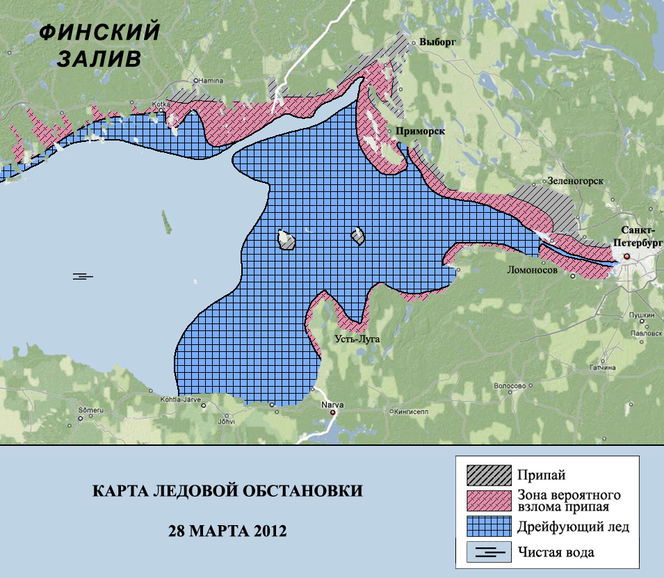 Карта финского залива с глубинами